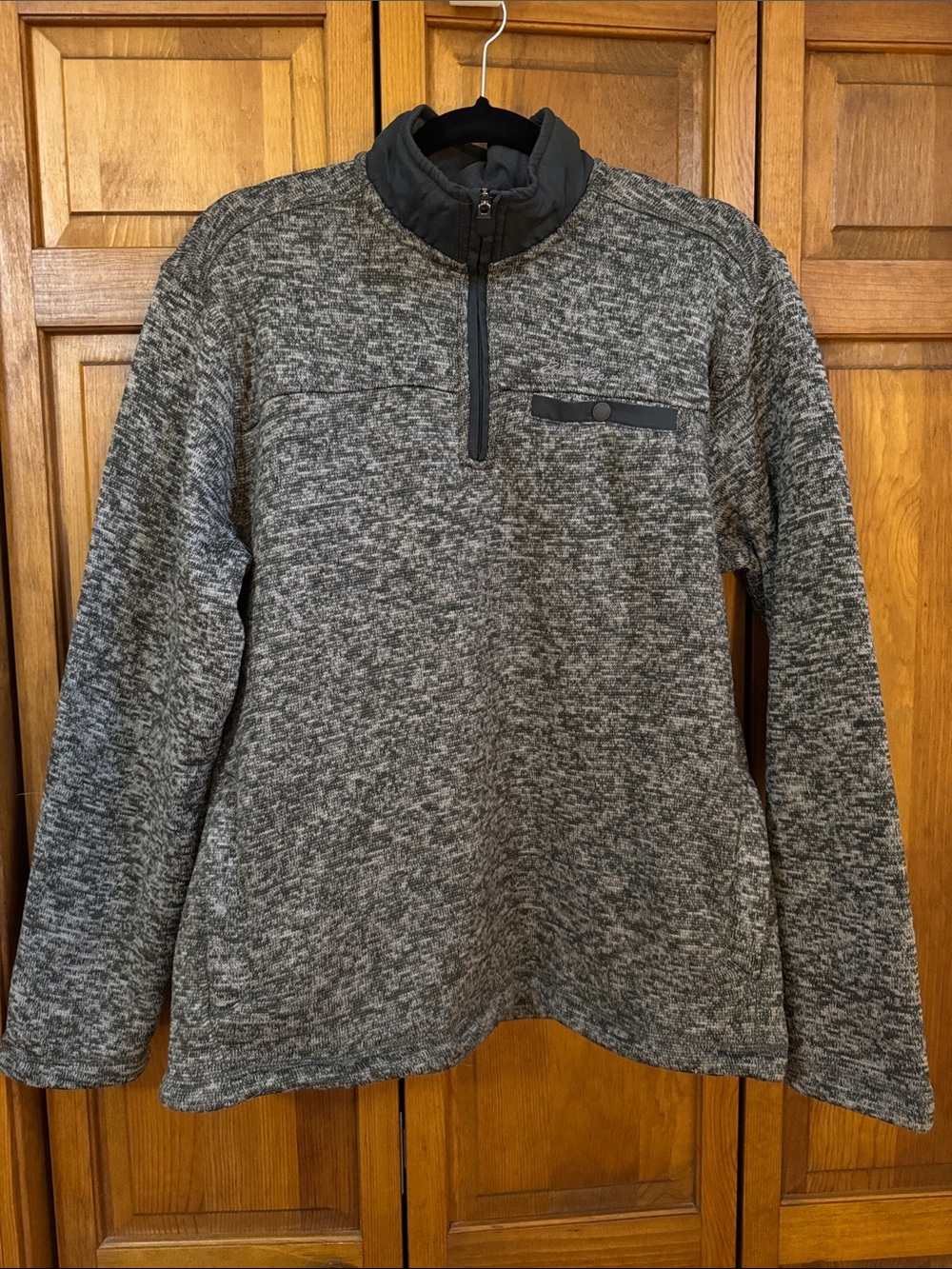 Eddie Bauer Gray Heather Fleece Lined Quarter-Zip Pullover sz medium